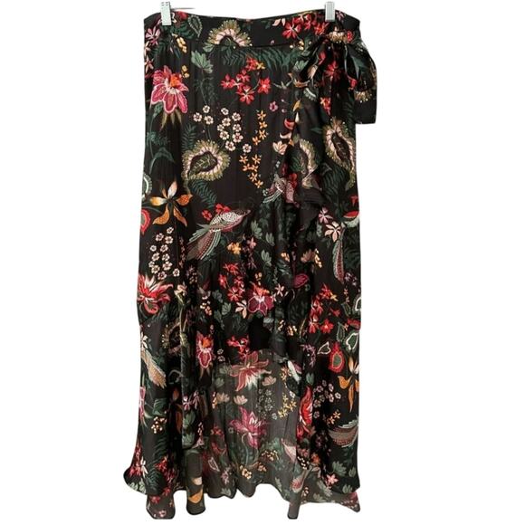 New Anthropologie Maeve Ruffled Wrap Midi Skirt $120 MEDIUM Floral Motif - Picture 4 of 7